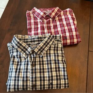 Carhartt Two Men’s Button Down Short Sleeve Pocket Front Shirts 2XL Relaxed Fit